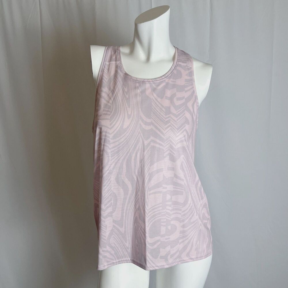 Brooks Women's Distance Tank Light Pink Patterned Workout Running Top Size M